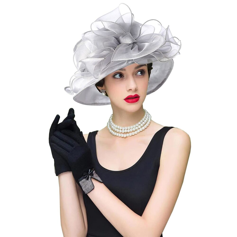 5661 Women's Organza Cloche Bowler Hat Derby Fascinator For Tea Party